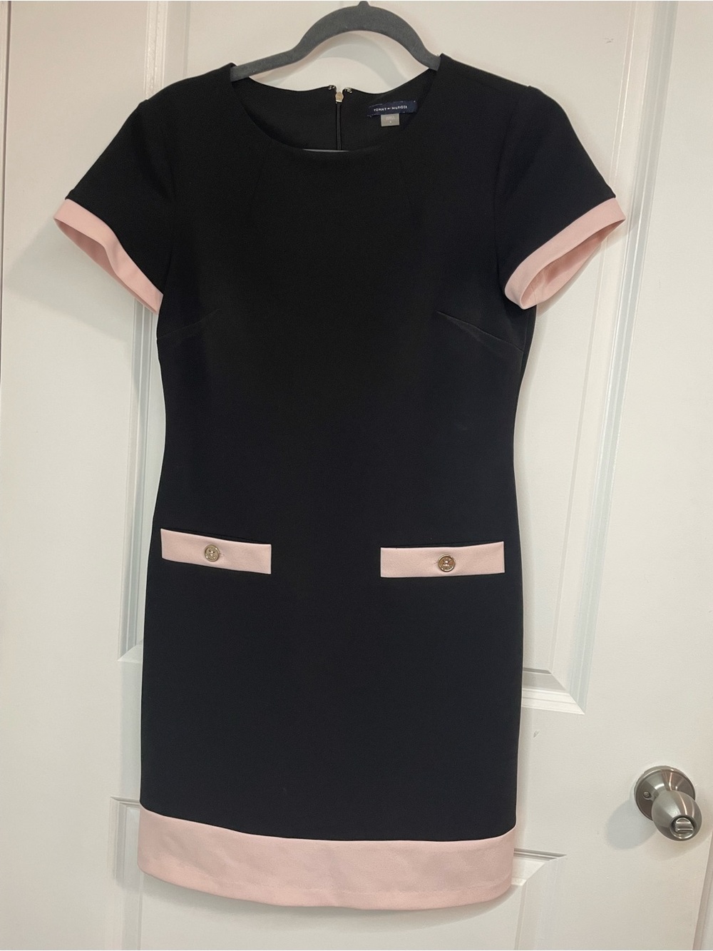 Tommy Hilfiger Navy & Blush Pink Sheath Dress Size 4 Career Office